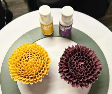 Cupcake Flowers: Chrysanthemum yellow & purple